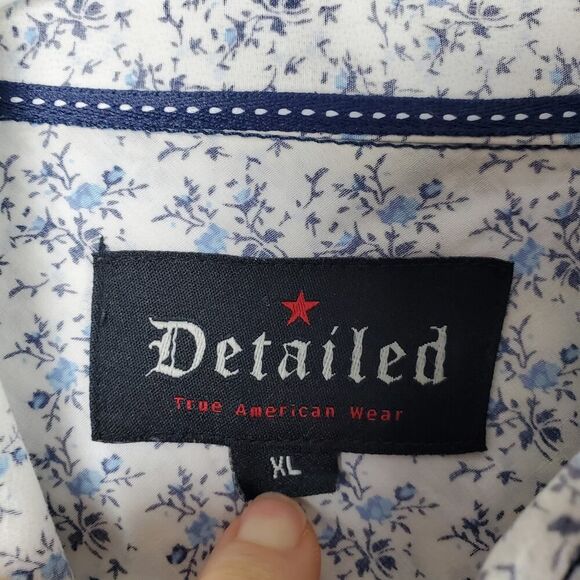 Detailed Button Down Shirt Blue White Size XL - Picture 3 of 12